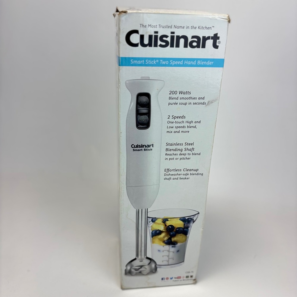 Cuisinart Hand Blender White Smart Stick CSB-75 2-Speed Immersion Mixer OS